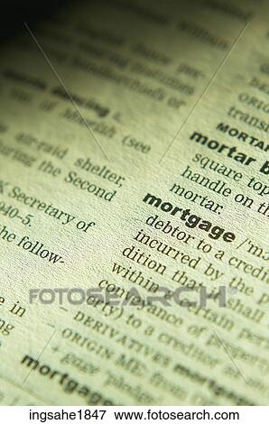 Stock Photo - Dictionary definition of mortgage BE. Fotosearch