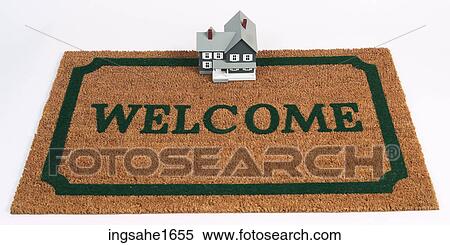 Stock Photography - Door Mat & Miniature House BE. Fotosearch