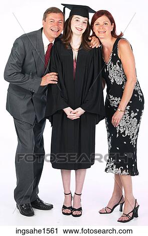 graduation girl with parents View Large Photo Image Stock Image - graduation girl with parents . Fotosearch