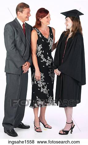 graduation girl with parents View Large Photo Image Stock Photo - graduation girl with parents . Fotosearch