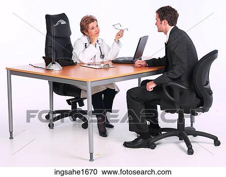 Stock Image - man with doctor BE 10. Fotosearch