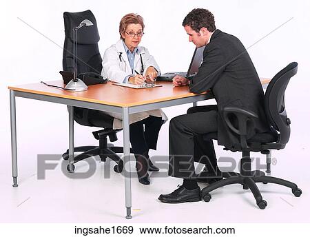 Stock Photo - man with doctor BE 7. Fotosearch