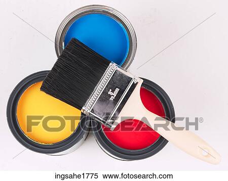 Paint Cans & Brush BE 4 View Large Photo Image Stock Photography - Paint Cans & Brush BE 4. Fotosearch