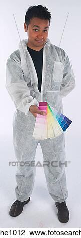 Painter holding out color selection View Large Photo Image Stock Image - Painter holding out color selection. Fotosearch