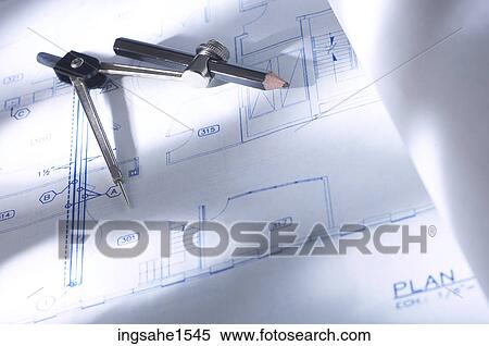 Pencil in protractor designing blueprints View Large Photo Image Stock Photography - Pencil in protractor designing blueprints . Fotosearch