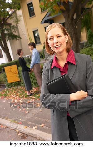 Real estate agent with satisfied clients BE 1 View Large Photo Image Stock Image - Real estate agent with satisfied clients BE 1. Fotosearch