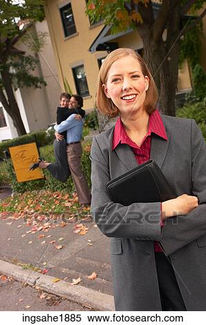 Real estate agent with satisfied clients BE 3 View Large Photo Image Stock Photography - Real estate agent with satisfied clients BE 3. Fotosearch