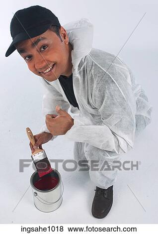 Smiling painter with equipment a82 View Large Photo Image Stock Photo - Smiling painter with equipment a82. Fotosearch