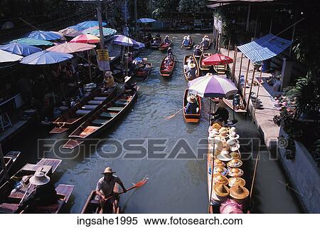 Stock Photography - The Floating Market in Bangkok. Fotosearch