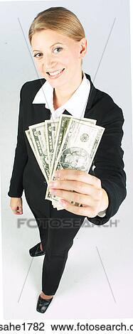 Stock Image - woman with money BE 11. Fotosearch