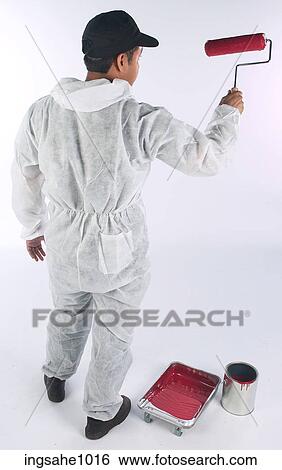 Worker painting a85 View Large Photo Image Stock Photograph - Worker painting a85. Fotosearch