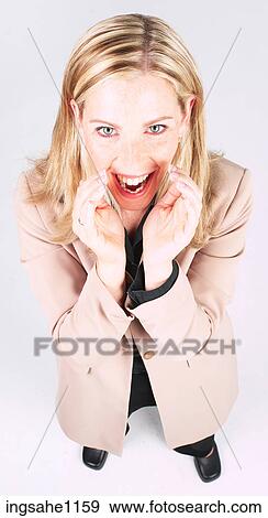Stock Photo - Yelling businesswoman. Fotosearch