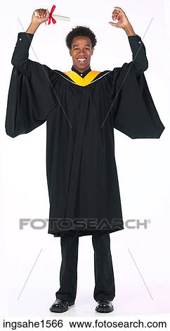 young man wearing graduation gown View Large Photo Image Stock Photograph - young man wearing graduation gown . Fotosearch