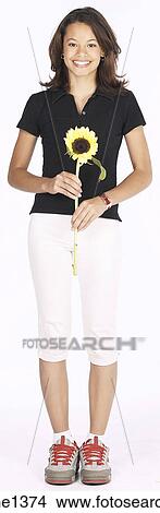 Picture - young woman in black shirt . Fotosearch