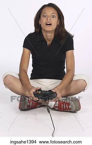 Picture - young woman in black shirt . Fotosearch