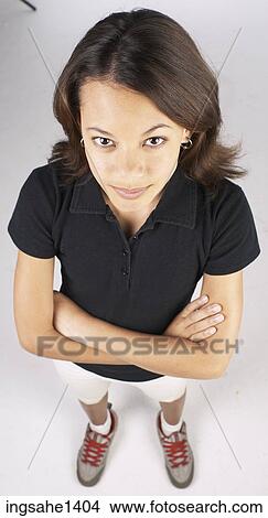 young woman in black shirt View Large Photo Image Picture - young woman in black shirt . Fotosearch