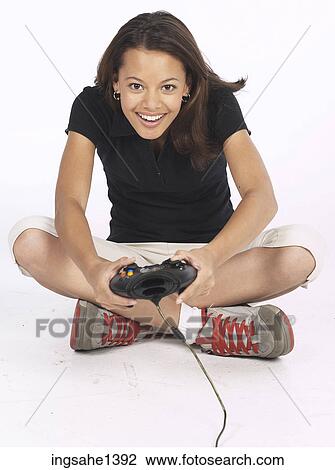 young woman in black shirt View Large Photo Image Stock Image - young woman in black shirt . Fotosearch