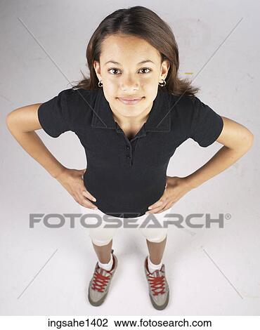 young woman in black shirt View Large Photo Image Stock Image - young woman in black shirt . Fotosearch
