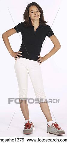 young woman in black shirt View Large Photo Image Stock Photo - young woman in black shirt . Fotosearch