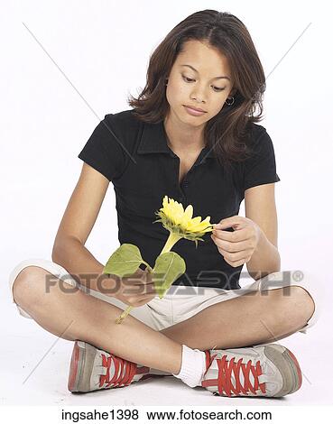 Stock Photo - young woman in black shirt . Fotosearch