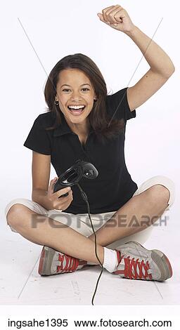 Stock Photography - young woman in black shirt . Fotosearch
