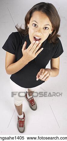 Stock Photography - young woman in black shirt . Fotosearch