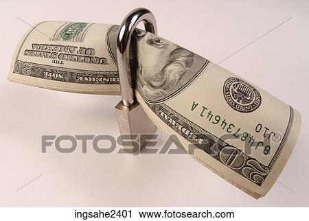 Stock Image - American bill in lock . Fotosearch
