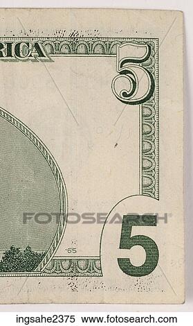 Stock Photography - American five dollar bill . Fotosearch