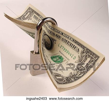 Stock Image - American money in lock . Fotosearch