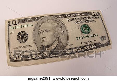 Stock Image - American ten dollar bill . Fotosearch