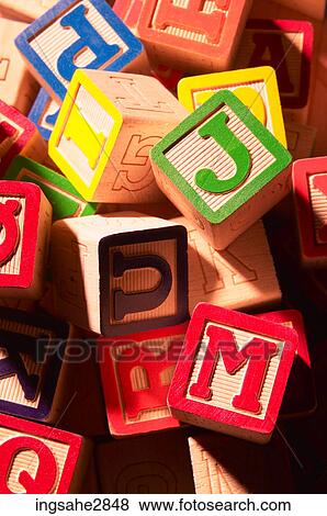 Assorted toy letter blocks View Large Photo Image Stock Photo - Assorted toy letter blocks . Fotosearch