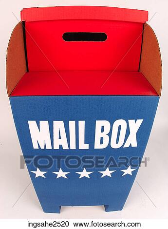 Stock Image - Blue and red mailbox . Fotosearch