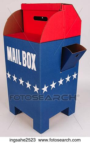 Stock Image - Blue and red mailbox . Fotosearch