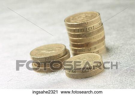 Stock Image - British pound coins. Fotosearch