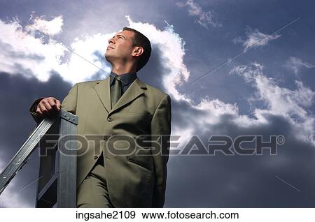 business man and ladder BE 4 View Large Photo Image Stock Photo - business man and ladder BE 4. Fotosearch