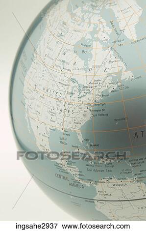 Stock Photo - Close-up of North America on globe . Fotosearch