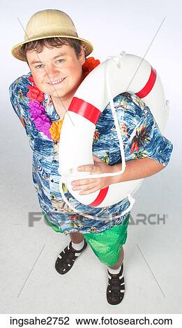 Stock Image - comical adult tourist . Fotosearch