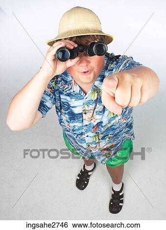 Stock Photograph - comical adult tourist . Fotosearch