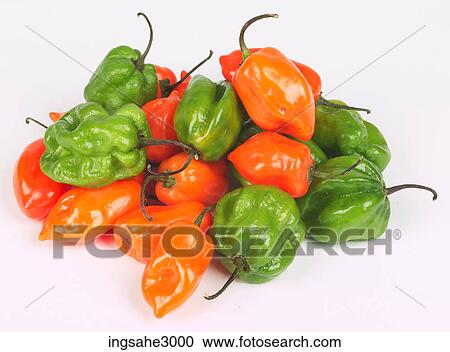 Stock Image - habanero peppers . Fotosearch