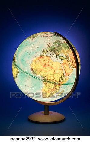 Stock Image - Lit up globe . Fotosearch