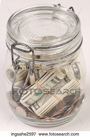 Money in a jar View Large Photo Image Stock Photo - Money in a jar . Fotosearch
