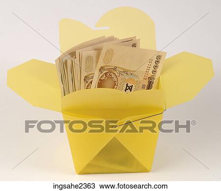Money in take-out box View Large Photo Image Stock Image - Money in take-out box . Fotosearch