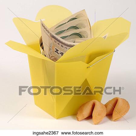 Stock Photo - Money in take-out box . Fotosearch