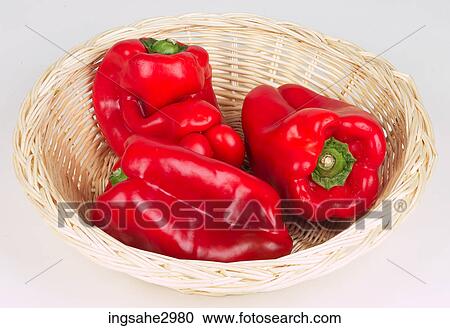 red peppers in basket View Large Photo Image Stock Image - red peppers in basket . Fotosearch