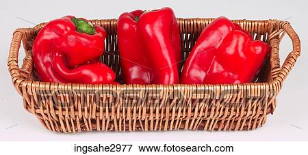 red peppers in basket View Large Photo Image Stock Photo - red peppers in basket . Fotosearch