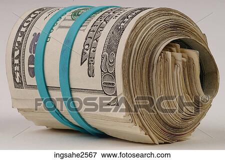 Stock Photo - Roll of American currency . Fotosearch