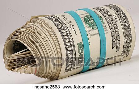 Stock Photo - Roll of American currency . Fotosearch