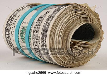 Stock Photograph - Roll of American currency . Fotosearch