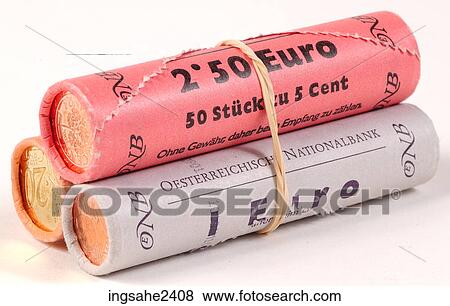 Stock Photo - Rolls of Euro coins . Fotosearch