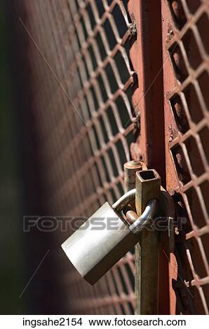Picture - Rusty gate and lock. Fotosearch